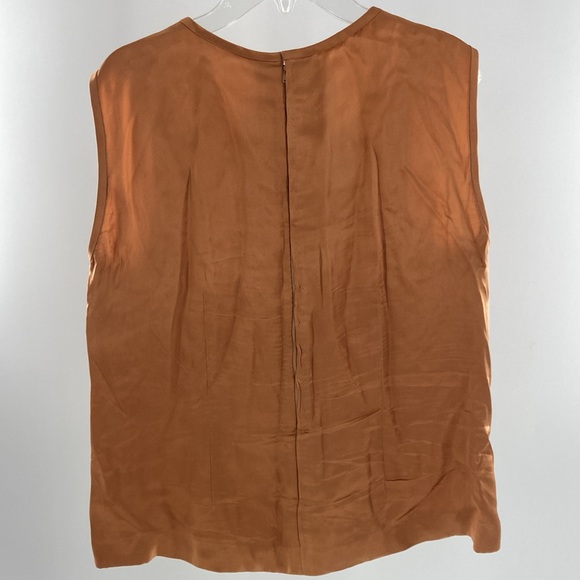 Italy made Silk Sak’s Fifth Ave Sleeveless Blouse Petites Sz 10 Copper color A1 - Picture 9 of 9